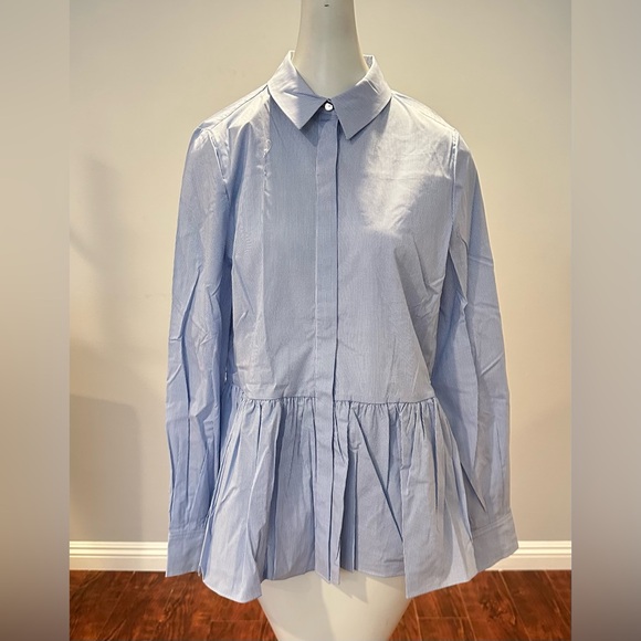 NWT TED BAKER LONDON Stripe Peplum Button-Up Shirt Women's SIZE 3 (US8-10) - Picture 7 of 15